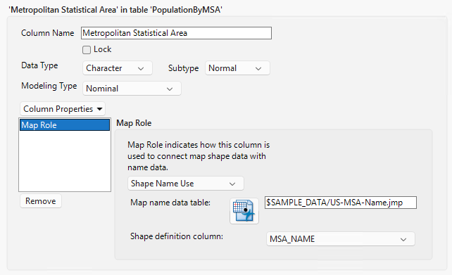 Map Role Column Property