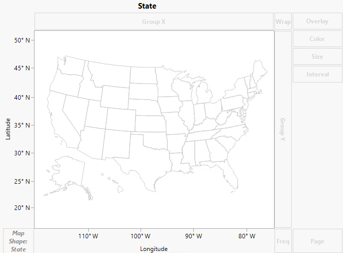 Example of Cities.jmp After Dragging State to Map Shape