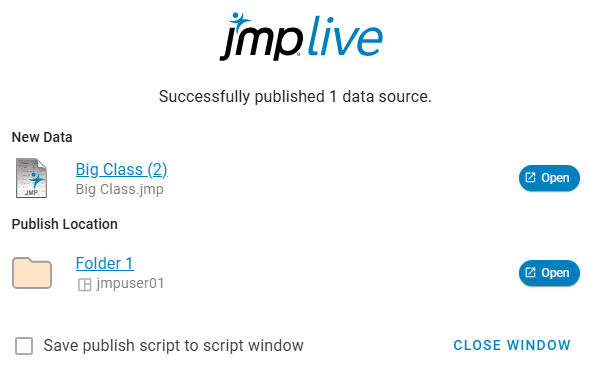 Publish Status for a New Data Table