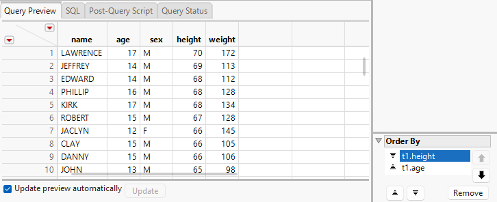 Result of Reordering Columns