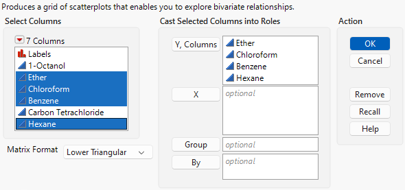 Scatterplot Matrix Window