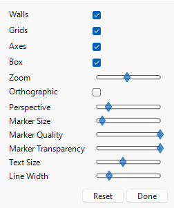 The Scatterplot 3D Settings Window