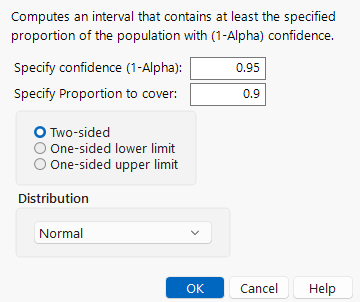 The Tolerance Intervals Window