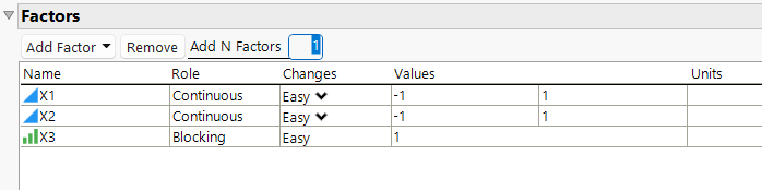 Factors with Two Continuous Factors and a Blocking Factor