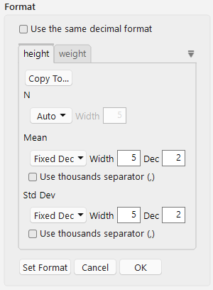 Format Tabulate Elements
