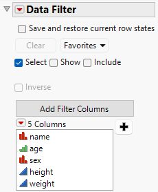 Initial Data Filter Window