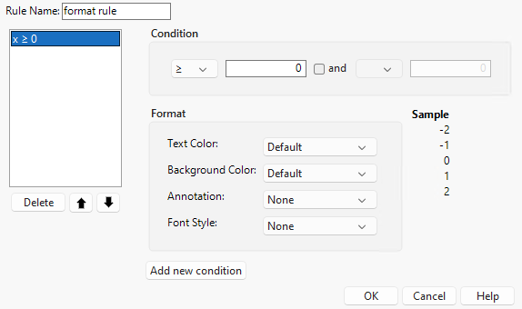 Adding a Conditional Format Rule