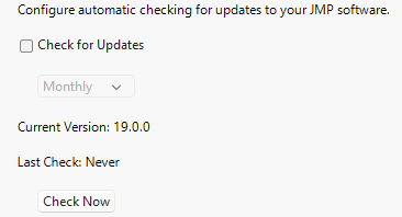 JMP Updates Preferences