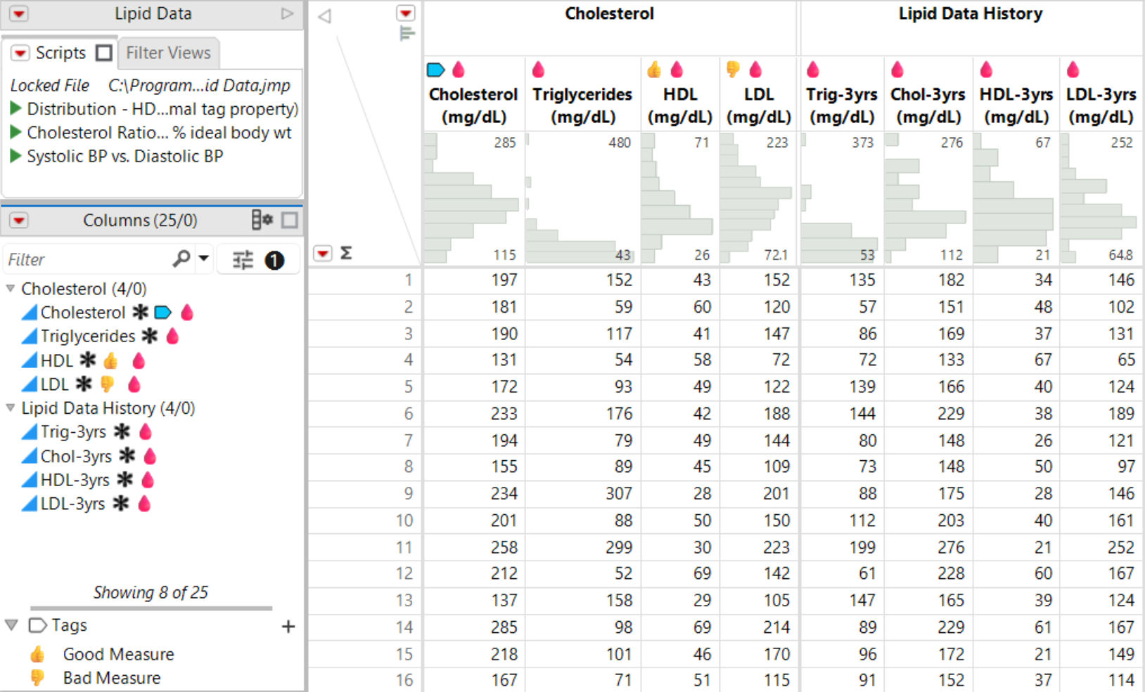Filtering Columns by Tag in the Columns Panel