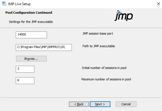Configure JMP Settings