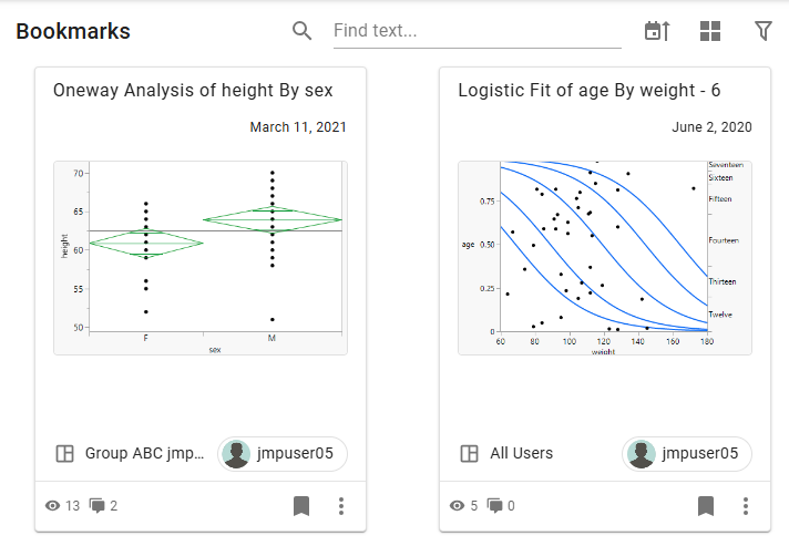Example of the Bookmarks Page