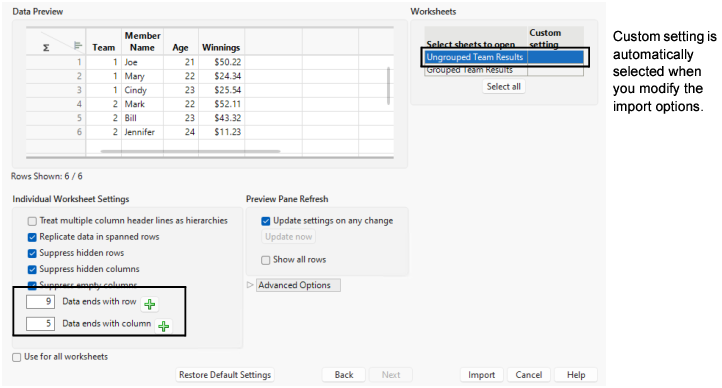 Specifying the Last Column