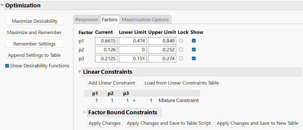 Optimization Control Panel