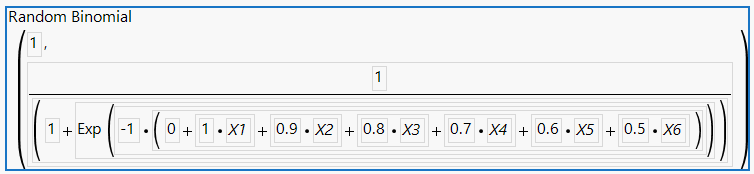 Random Binomial Formula for Y Simulated
