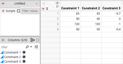Constraint Table