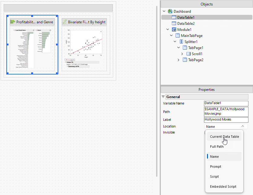 The Objects and Properties Panels