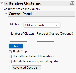Iterative Clustering Control Panel