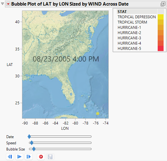 Bubble Plot of Katrina Data.jmp with Background Map