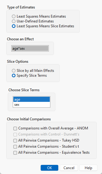 Launch Window for Least Squares Means Slice Estimates