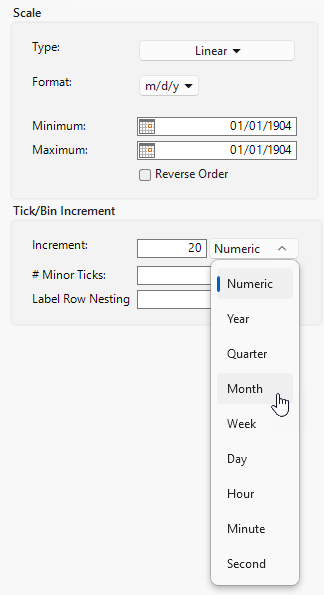 Selecting the Format for Date and Time Increments