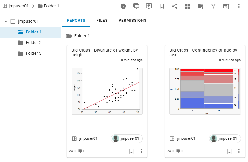 Published Reports in a JMP Live Folder