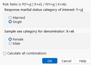 The Choose Relative Risk Categories Window