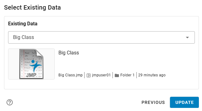 Select an Existing Data Table