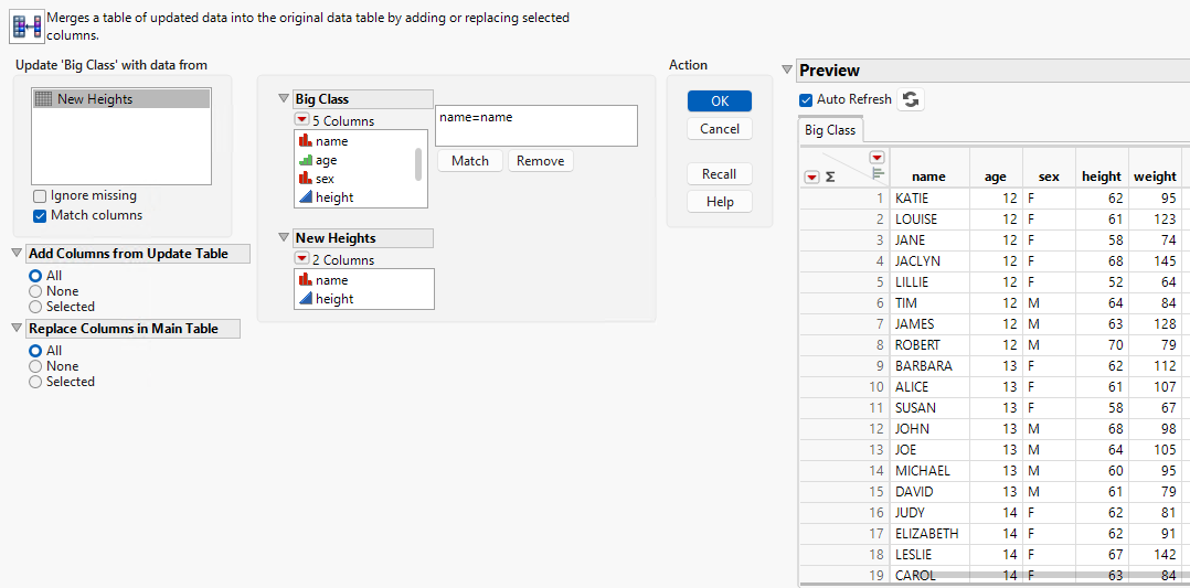 Updating a Table with Matching Columns