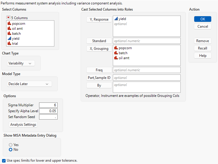 Variability Chart Window