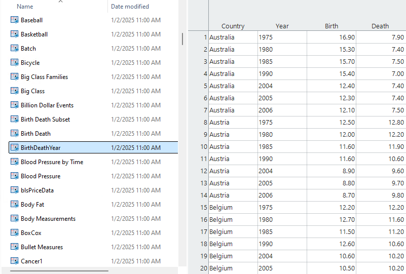 Data Table Preview Pane (Windows)