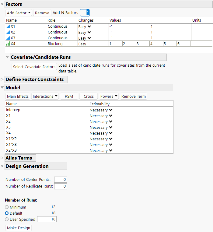 Factors with Six Blocks for X4