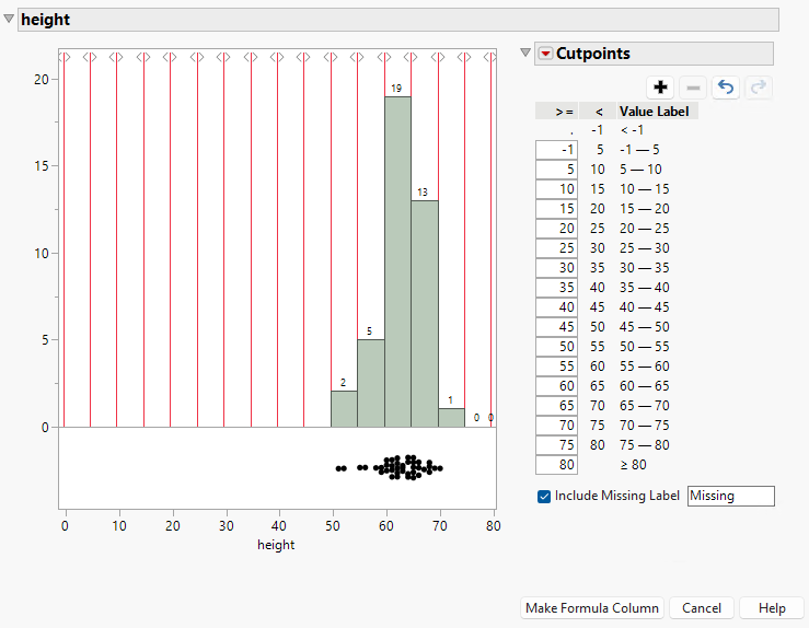 Completed Binning Window