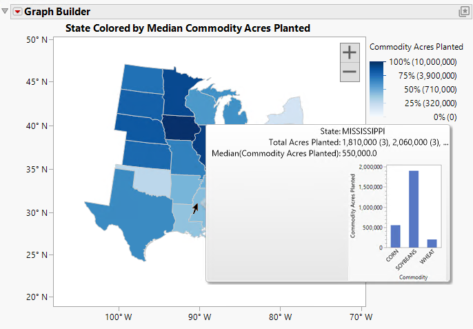 Completed Map Colored by Median Commodity Acres Planted