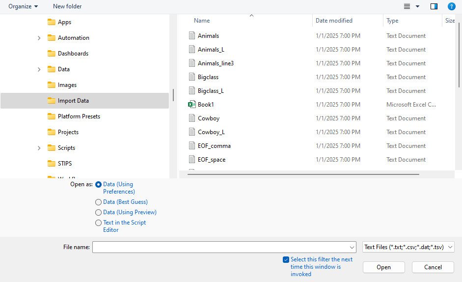 Importing a Text File