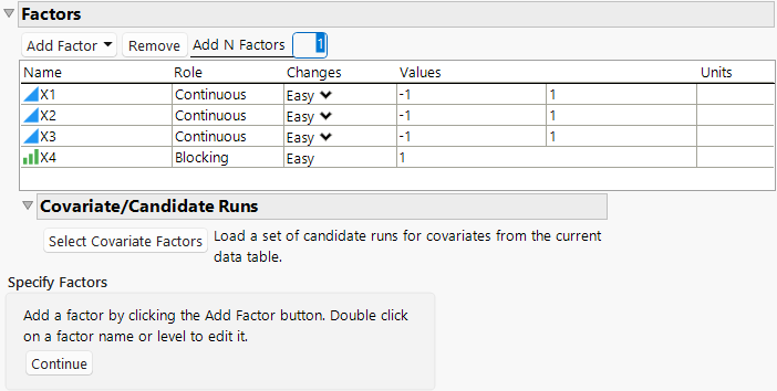 Factors with One Block for X4