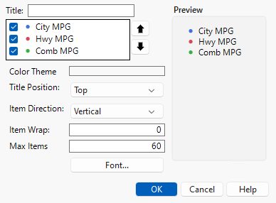 Example of the Legend Settings Window