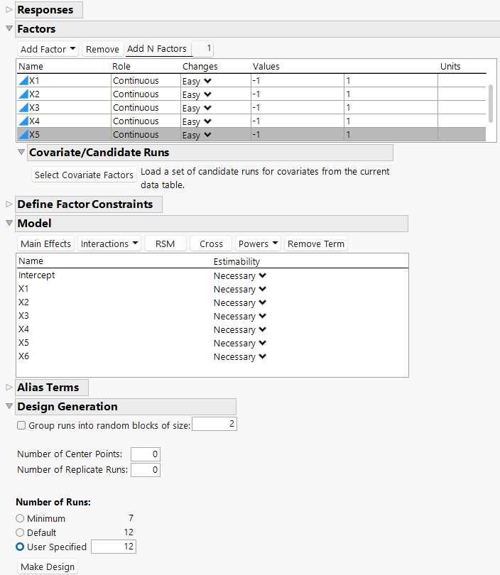 Custom Design Window That Shows the Model Section