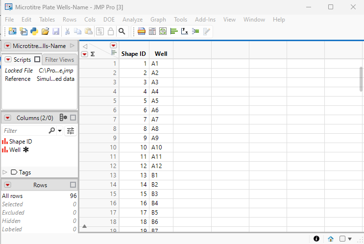 Microtitre Plate Wells-Name Shape File