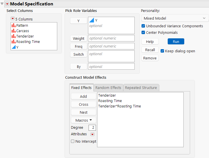 Fit Model Launch Window That Shows Completed Fixed Effects