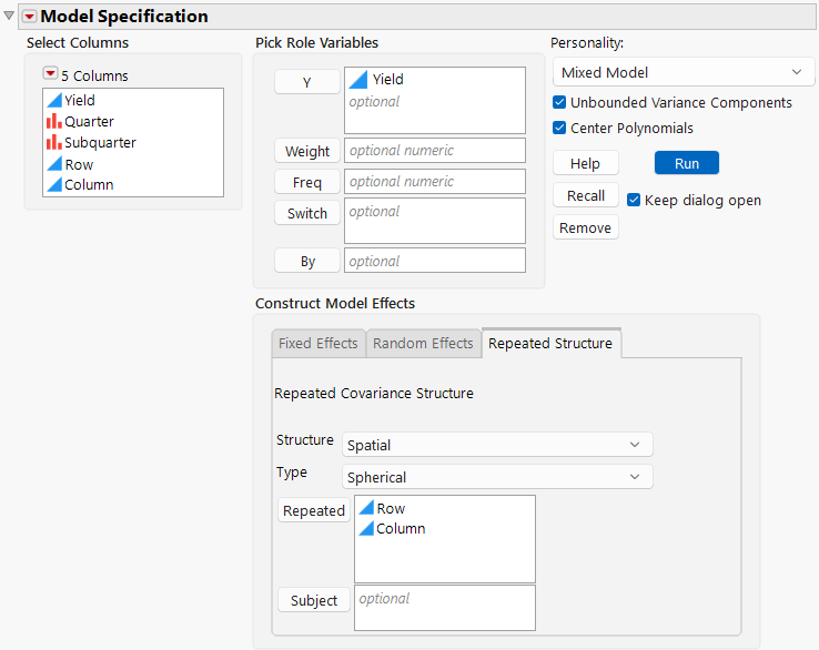 Completed Fit Model Launch Window That Shows Repeated Structure Tab