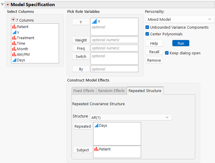 Fit Model Launch Window That Shows Completed Repeated Structure Tab