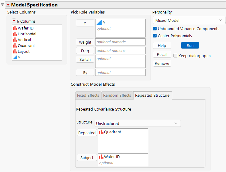 Fit Model Launch Window That Shows Repeated Structure Tab