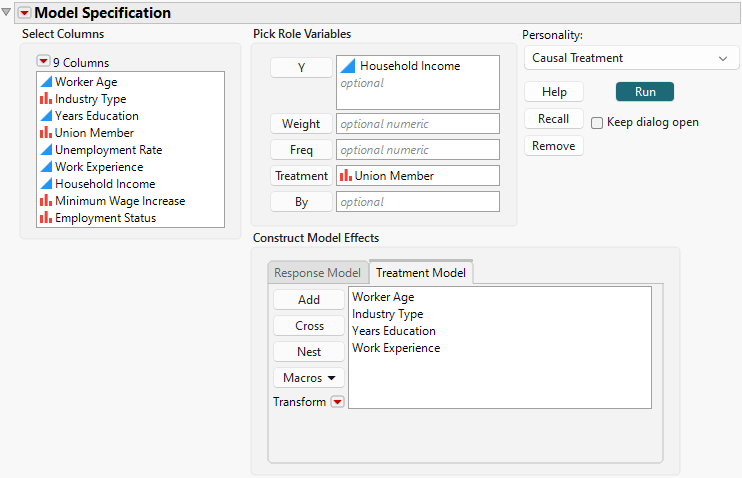 Fit Model Launch Window That Shows Treatment Model Tab