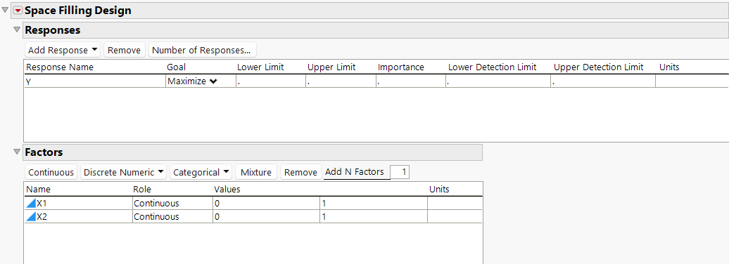 Space-Filling Window for Two Factors
