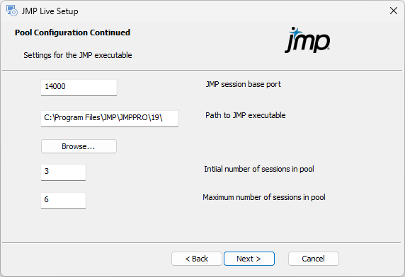 Configure JMP Settings
