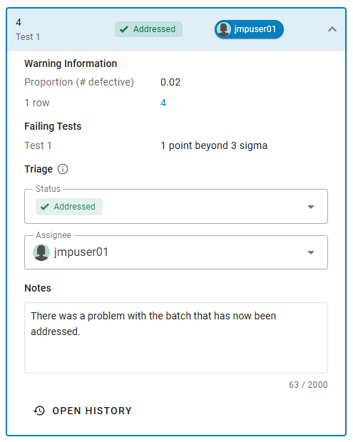 Verifying an Addressed Warning in JMP Live Verifying an Addressed Warning in JMP Live