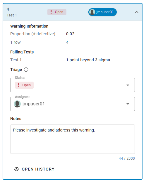 Assigning a Warning in JMP Live Assigning a Warning in JMP Live