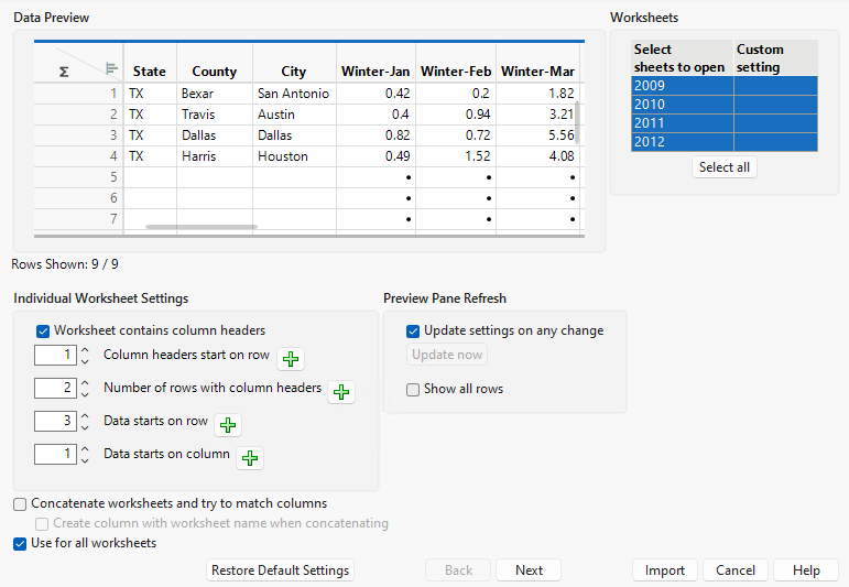 Updated Settings on Page One