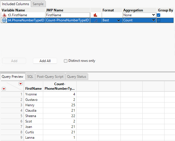 Grouped Columns