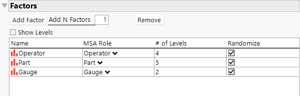 MSA Factor Settings